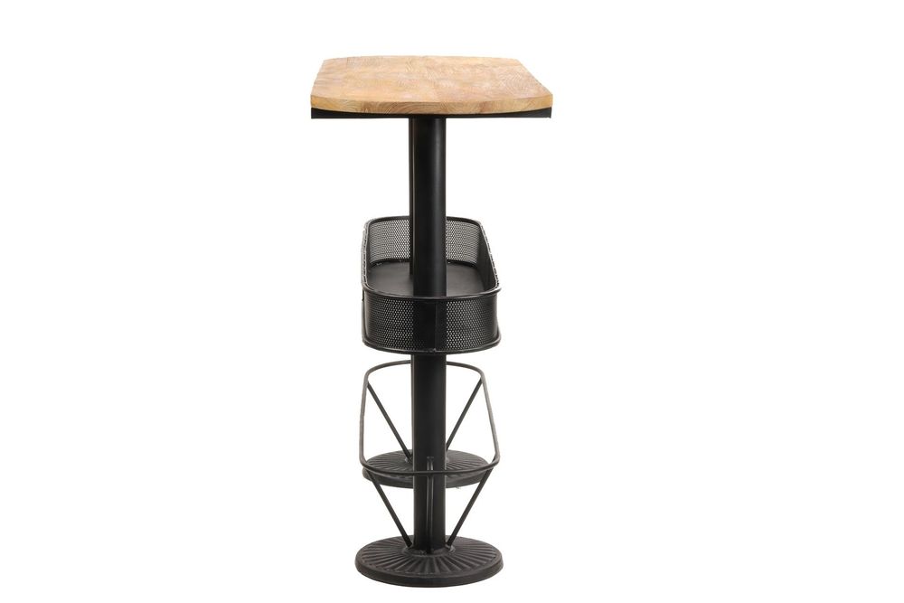 Dining Tables - Industrial standing table in mango wood and iron, 100 cm height - JP2B DECORATION