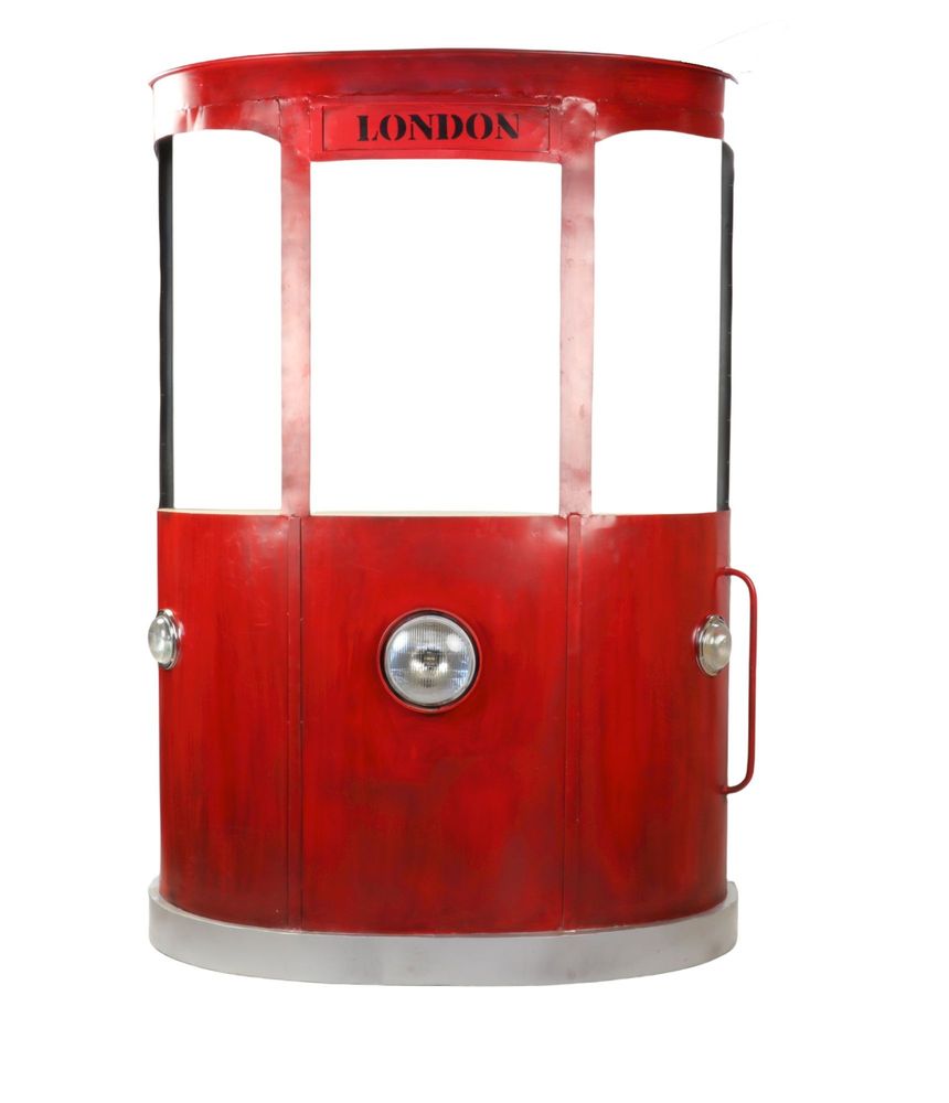 Sideboards - Tramway counter wood and iron, glass and bottle storage, industrial style - JP2B DECORATION