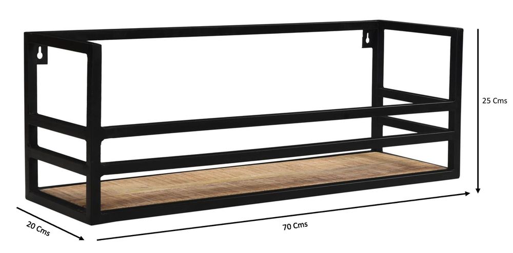 Shelves - Wall shelf wood and iron, 1 shelf, industrial style, 70 cm - JP2B DECORATION