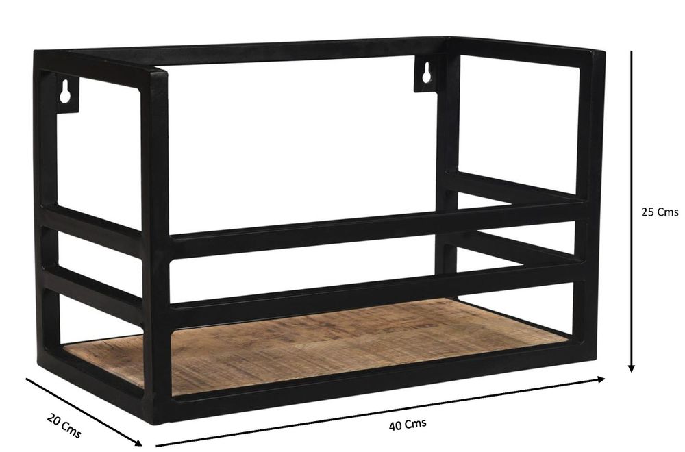 Shelves - Wall shelf wood and iron, 1 shelf, industrial style, 70 cm - JP2B DECORATION