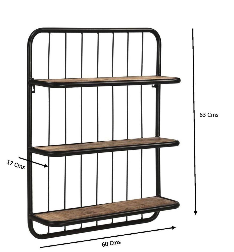 Etagères - Étagère murale bois et fer, 3 étagères, style industriel, 60 cm - JP2B DECORATION