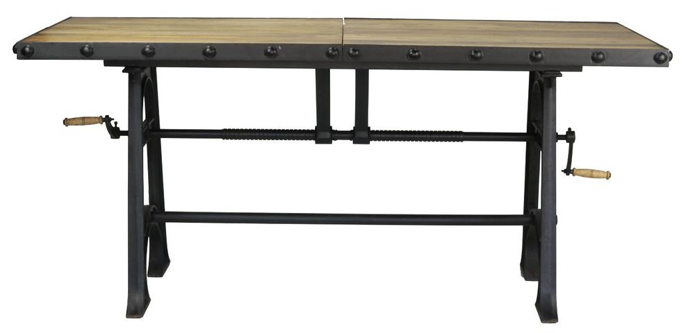 Dining Tables - Crank table base in black metal, adjustable extension - JP2B DECORATION