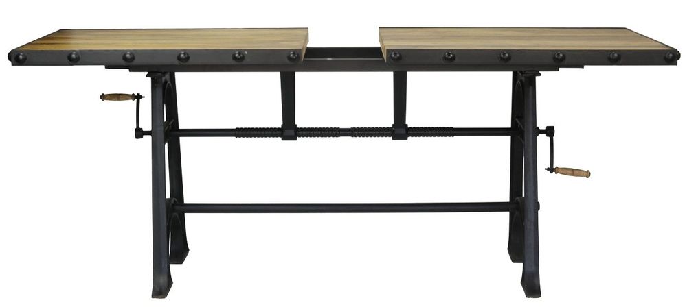 Dining Tables - Crank table base in black metal, adjustable extension - JP2B DECORATION