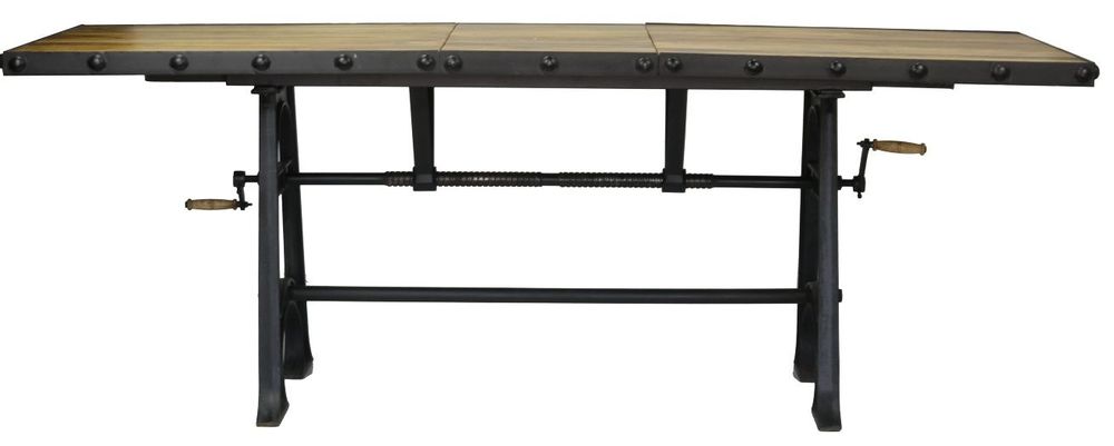 Dining Tables - Crank table base in black metal, adjustable extension - JP2B DECORATION