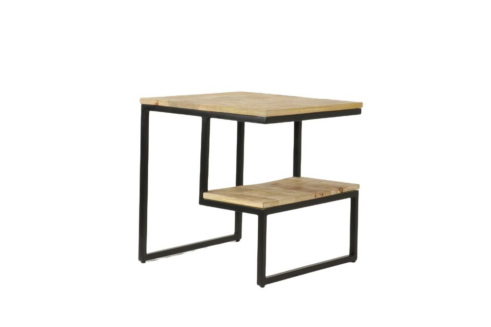 Tables basses - Bout de canapé industriel en bois de manguier et fer, 50x50 cm - JP2B DECORATION