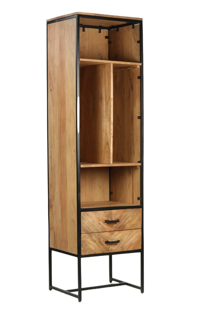 Etagères - Étagère industrielle en bois et fer, 2 étagères, 2 tiroirs - JP2B DECORATION