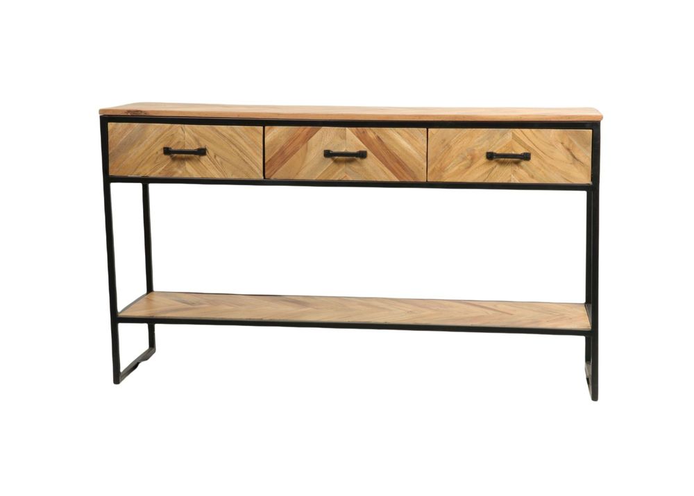 Console table - Industrial console in wood and iron, 140 cm, 3 drawers, 1 shelf - JP2B DECORATION
