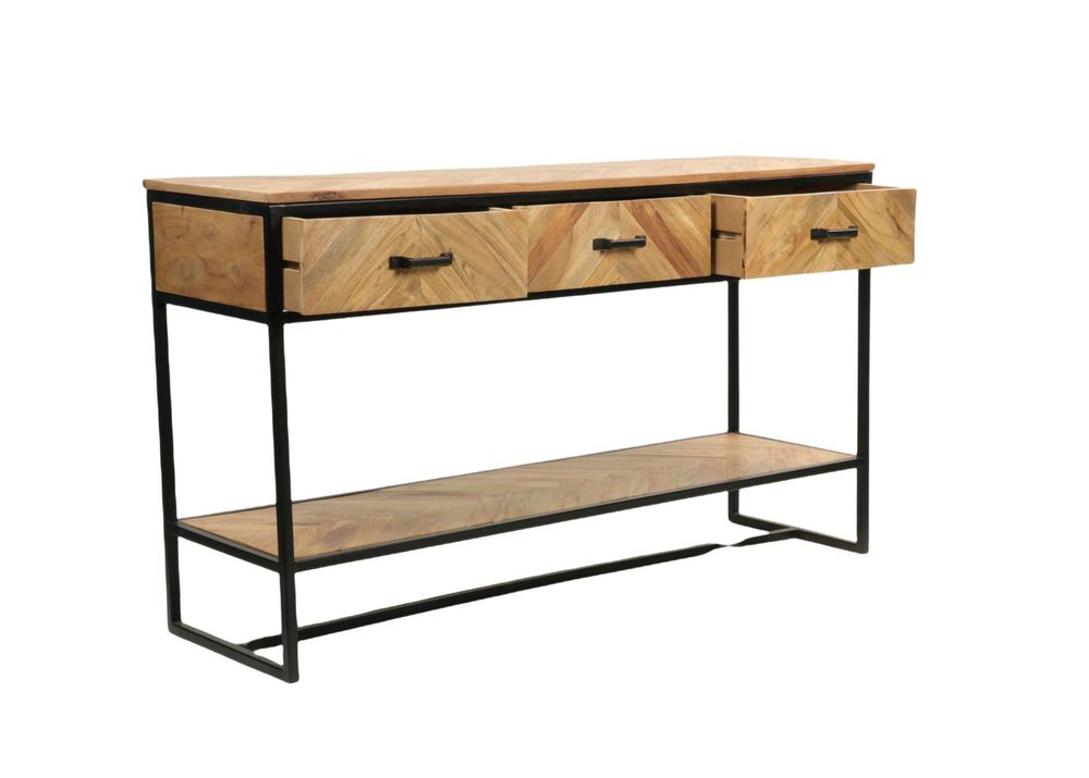 Console table - Industrial console in wood and iron, 140 cm, 3 drawers, 1 shelf - JP2B DECORATION