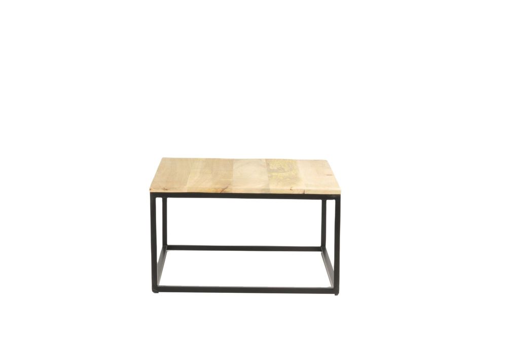 Tables basses - Table basse industrielle en bois de manguier et fer, 90x90 cm - JP2B DECORATION