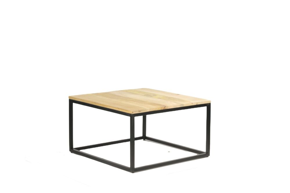 Tables basses - Table basse industrielle en bois de manguier et fer, 90x90 cm - JP2B DECORATION
