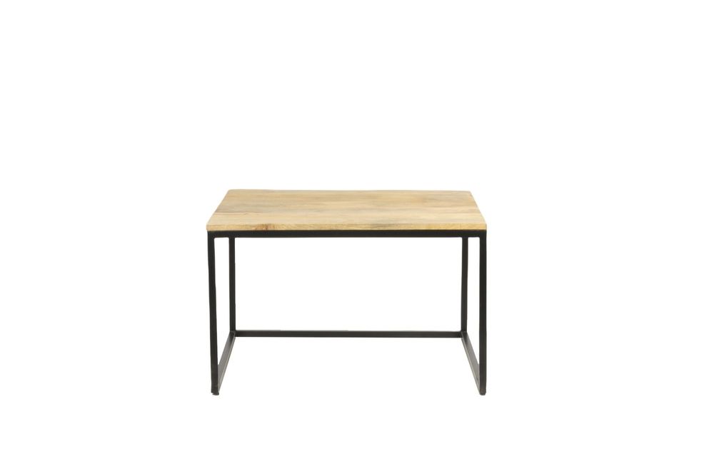 Tables basses - Table basse industrielle en bois de manguier et fer, 90x90 cm - JP2B DECORATION