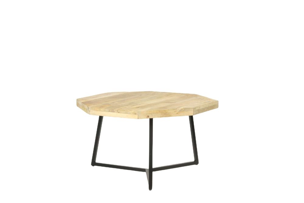 Tables basses - Table basse octogonale en bois de manguier et fer, style industriel - JP2B DECORATION