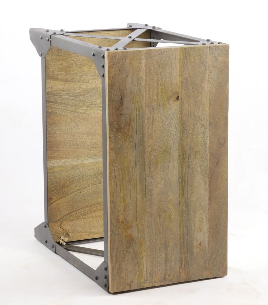 Console table - Industrial console table in mango wood and metal, shelf, 66 cm - JP2B DECORATION