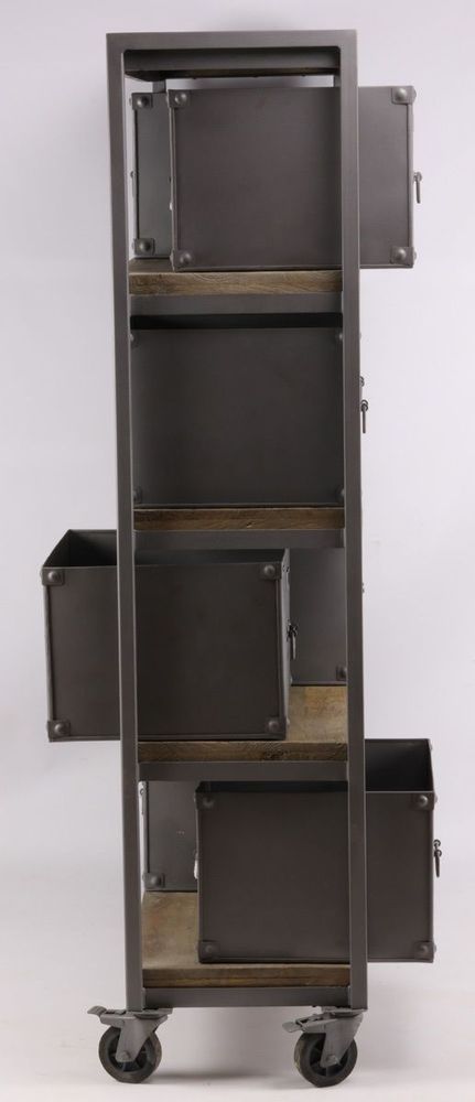 Shelves - Industrial storage unit in mango wood and metal, 12 drawers - JP2B DECORATION
