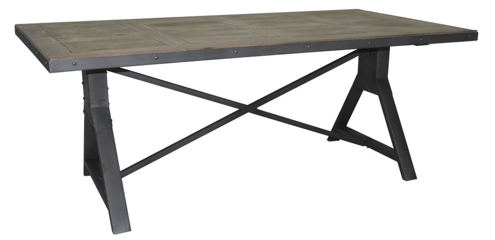 Tables Salle à Manger - Table de repas industrielle en bois de manguier et métal, 180x91 cm - JP2B DECORATION