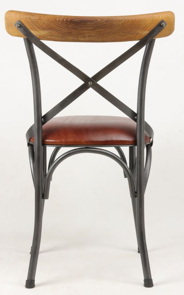 Lawn chairs - Industrial bistro chair in goat leather and metal, 88 cm - JP2B DECORATION