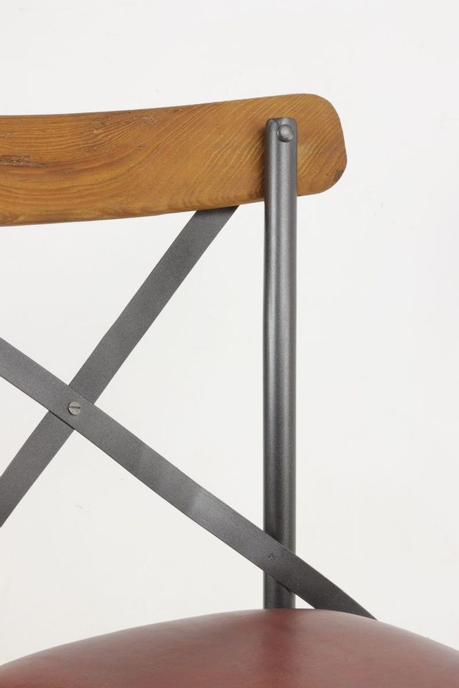 Lawn chairs - Industrial bistro chair in goat leather and metal, 88 cm - JP2B DECORATION