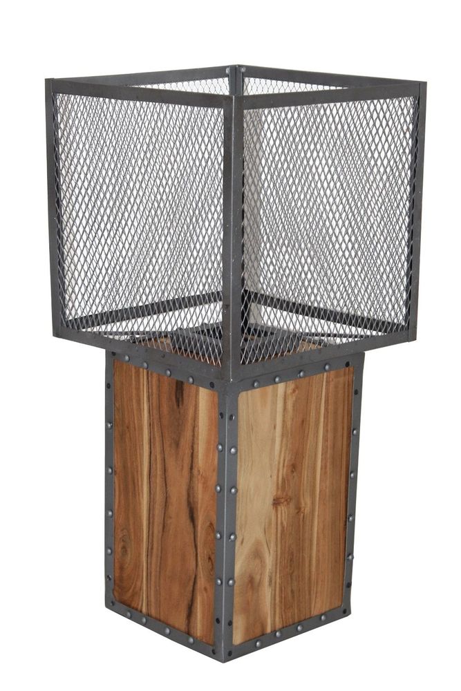 Table lamps - Industrial lamp in acacia wood and metal, 77 cm - JP2B DECORATION