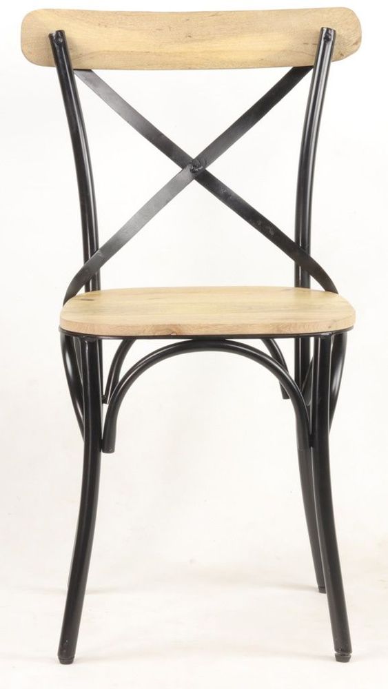 Chaises de jardin - Chaise de bistrot industrielle en métal et bois de manguier, 90 cm - JP2B DECORATION