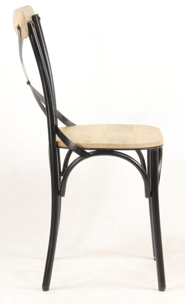Chaises de jardin - Chaise de bistrot industrielle en métal et bois de manguier, 90 cm - JP2B DECORATION