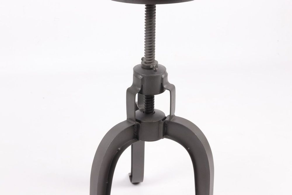 Stools for hospitalities & contracts - Industrial stool in goat leather and iron, adjustable height, vintage cigar color - JP2B DECORATION