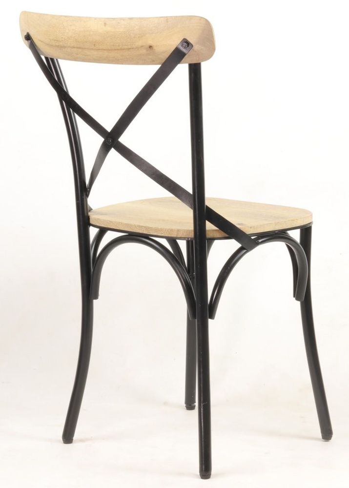 Chaises de jardin - Chaise de bistrot industrielle en métal et bois de manguier, 90 cm - JP2B DECORATION