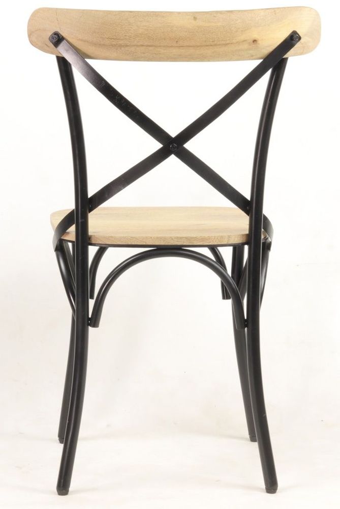 Chaises de jardin - Chaise de bistrot industrielle en métal et bois de manguier, 90 cm - JP2B DECORATION