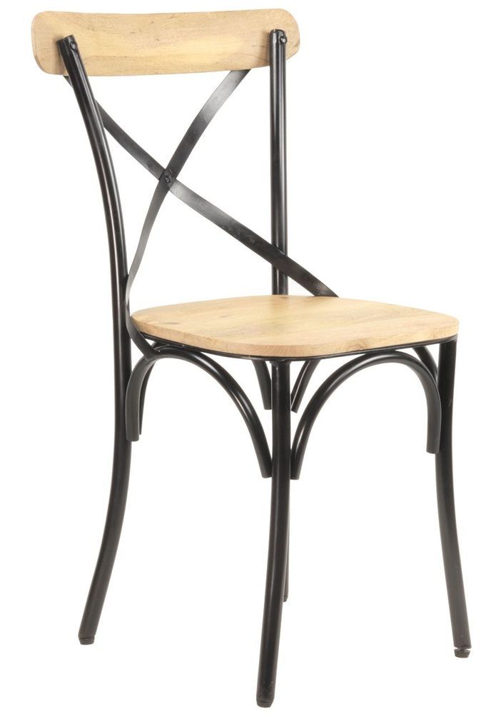 Chaises de jardin - Chaise de bistrot industrielle en métal et bois de manguier, 90 cm - JP2B DECORATION