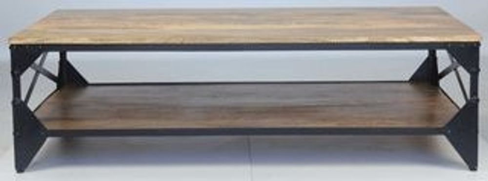Tables basses - Table basse industrielle en bois de manguier et métal, 140 cm - JP2B DECORATION