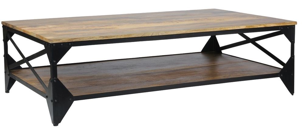 Tables basses - Table basse industrielle en bois de manguier et métal, 140 cm - JP2B DECORATION