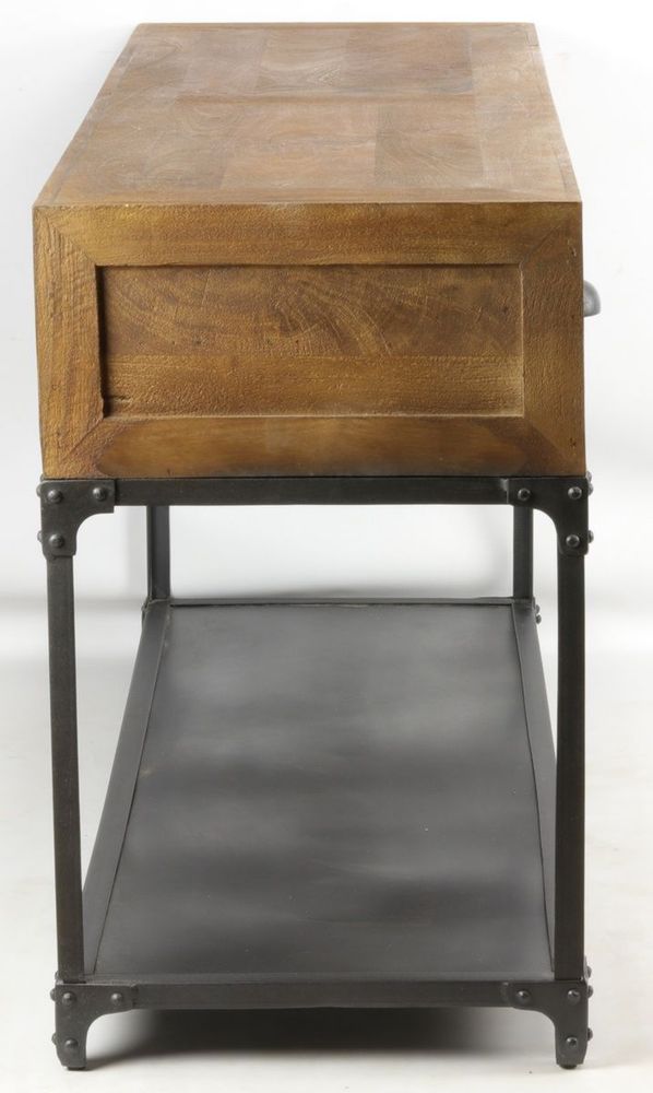 Console table - Large industrial console in mango wood and metal, 3 drawers, 1 shelf - JP2B DECORATION