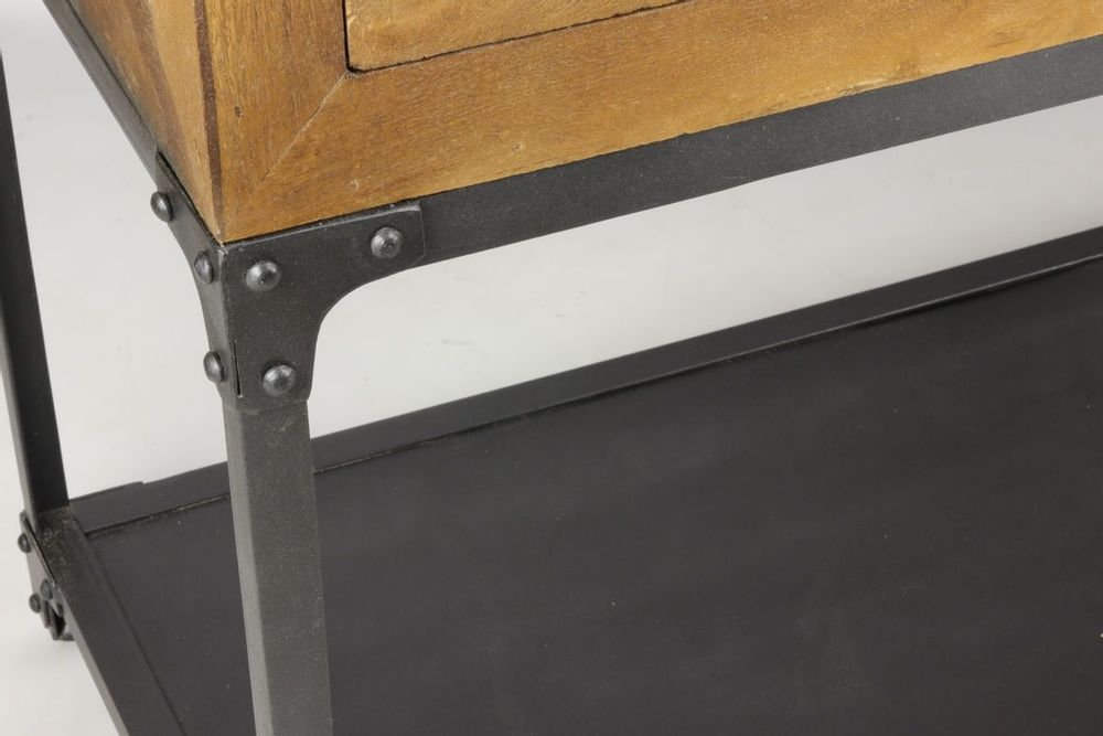Console table - Large industrial console in mango wood and metal, 3 drawers, 1 shelf - JP2B DECORATION