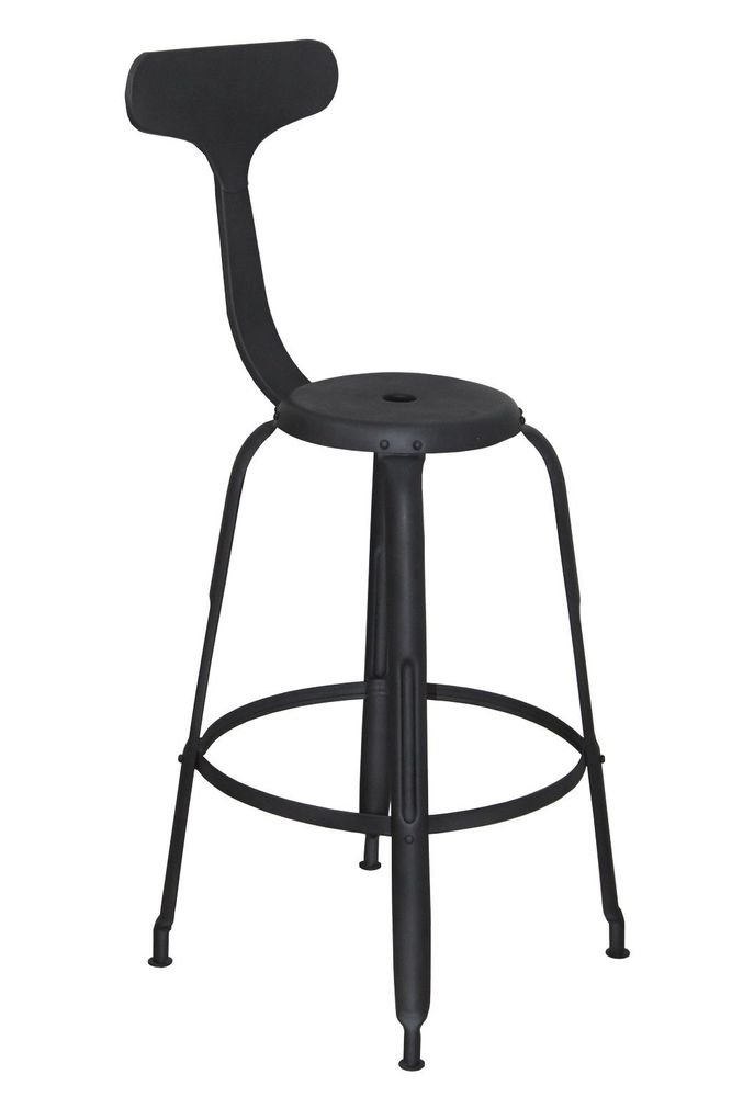 Lawn chairs - Industrial metal stool, 85 cm height, gunmetal color - JP2B DECORATION