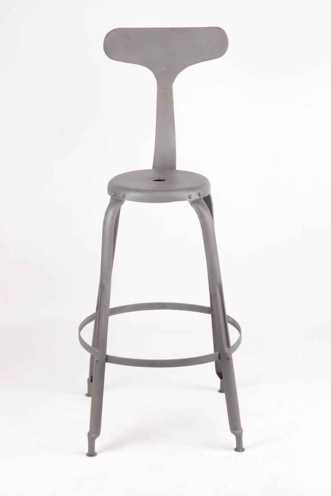 Lawn chairs - Industrial metal stool, 85 cm height, gunmetal color - JP2B DECORATION