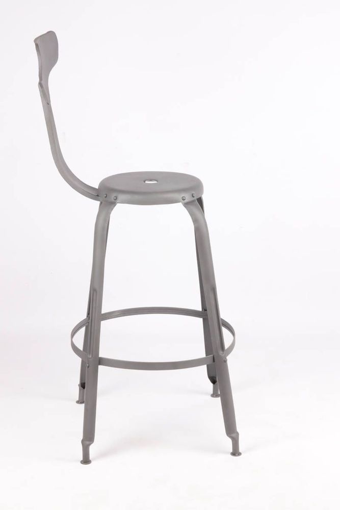 Lawn chairs - Industrial metal stool, 85 cm height, gunmetal color - JP2B DECORATION