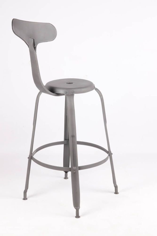 Lawn chairs - Industrial metal stool, 85 cm height, gunmetal color - JP2B DECORATION