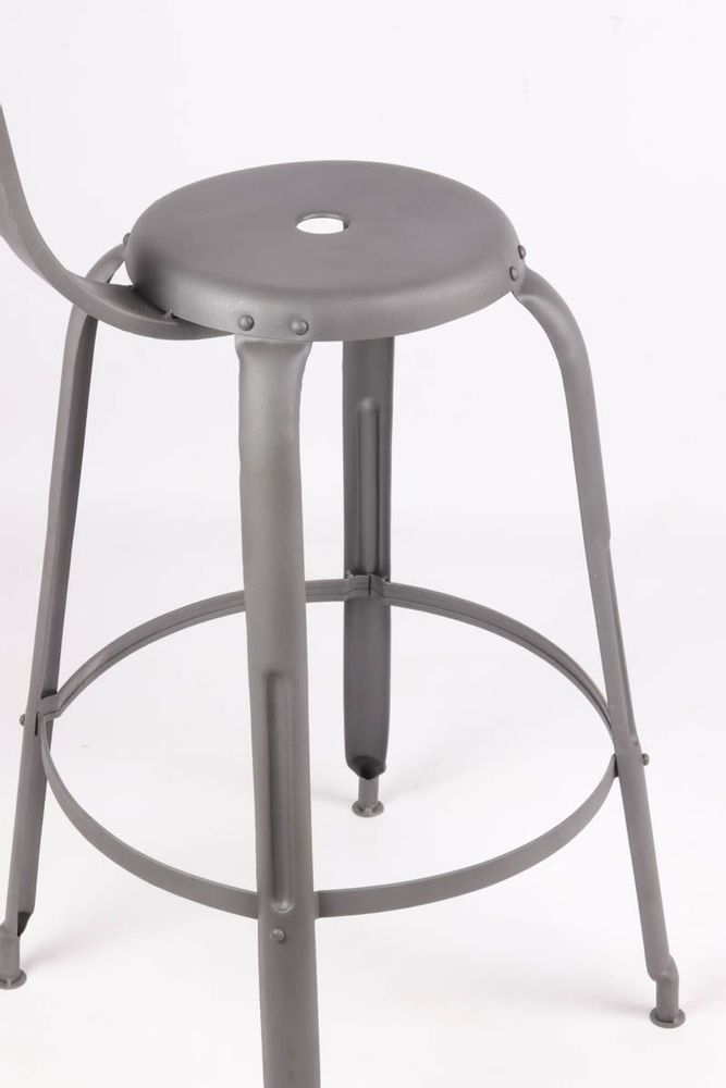 Lawn chairs - Industrial metal stool, 85 cm height, gunmetal color - JP2B DECORATION