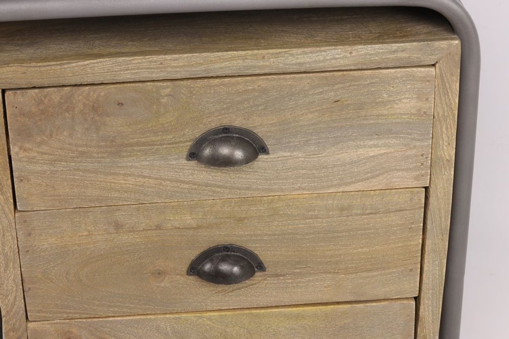 Desks - Children's desk in recycled wood and metal, 3 drawers, 125 cm - JP2B DECORATION