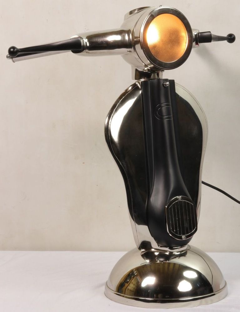 Table lamps - Scooter table lamp in chrome metal, retro industrial look - JP2B DECORATION