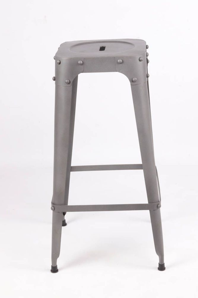 Stools for hospitalities & contracts - Industrial bar stool in metal, 76 cm height, gunmetal color - JP2B DECORATION