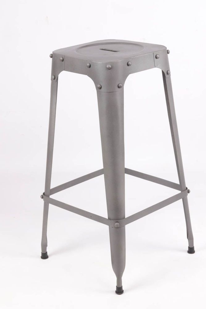 Stools for hospitalities & contracts - Industrial bar stool in metal, 76 cm height, gunmetal color - JP2B DECORATION