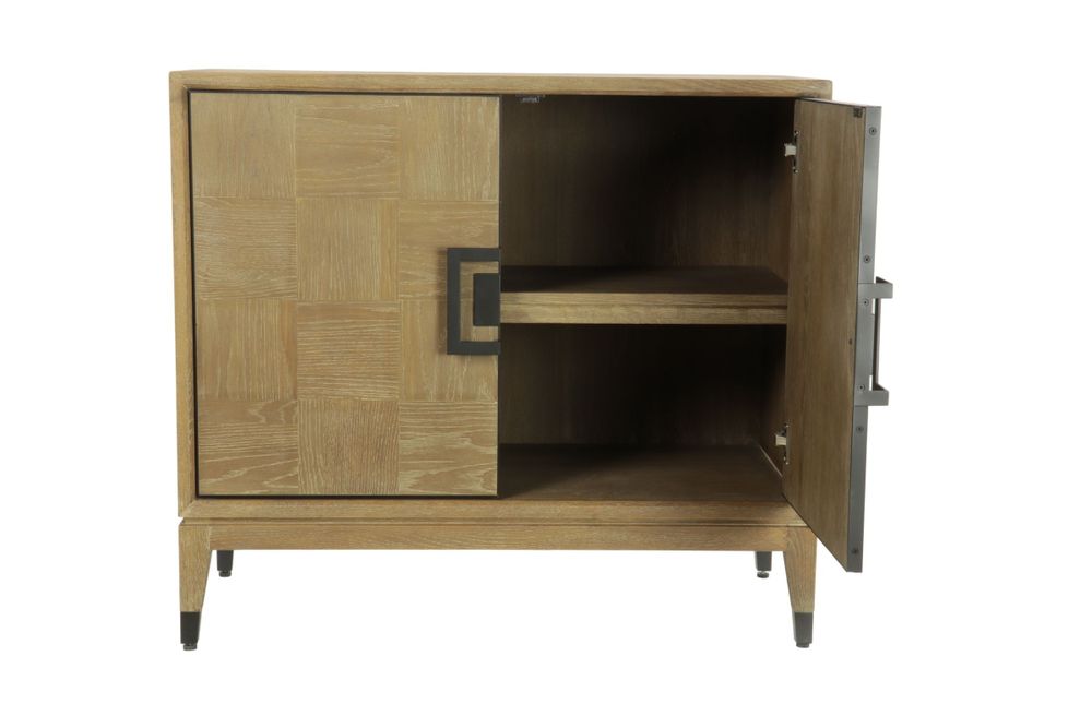 Buffets - Meuble en bois cérusé avec étagère, 97x45 cm, style naturel - JP2B DECORATION