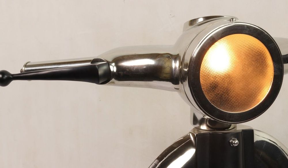 Table lamps - Scooter table lamp in chrome metal, retro industrial look - JP2B DECORATION