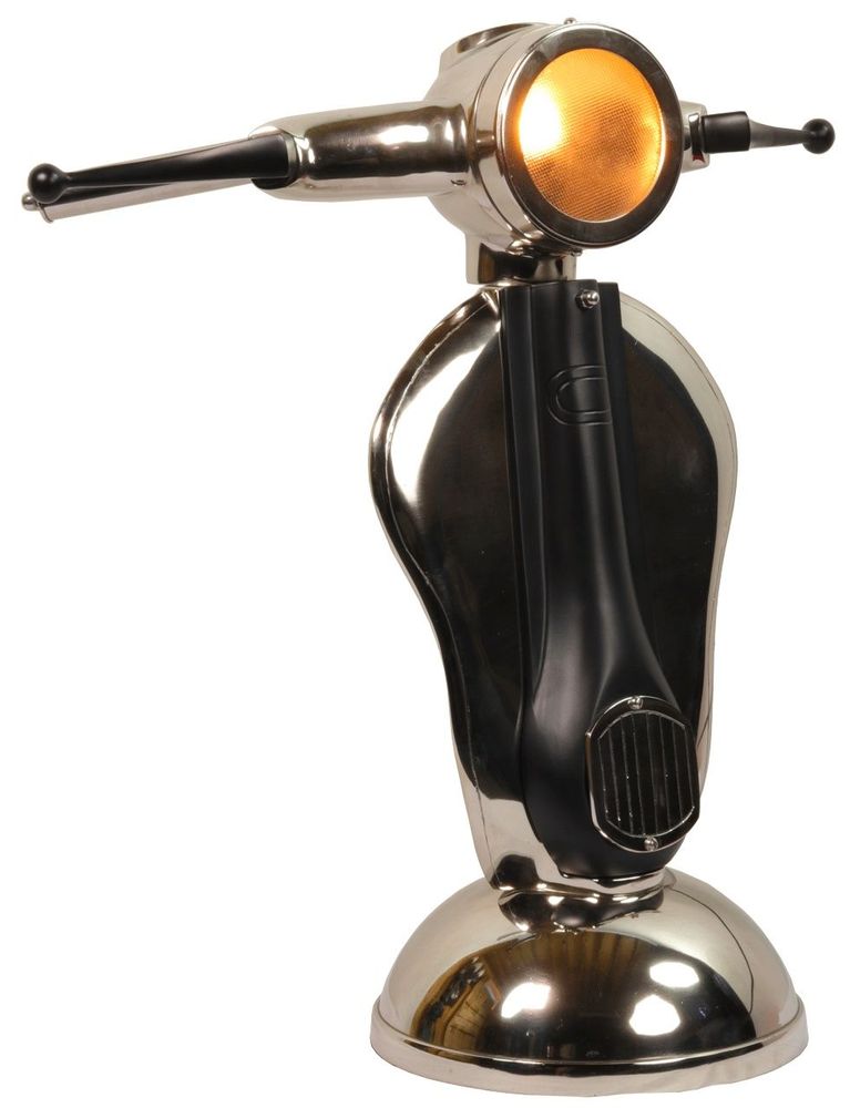 Table lamps - Scooter table lamp in chrome metal, retro industrial look - JP2B DECORATION