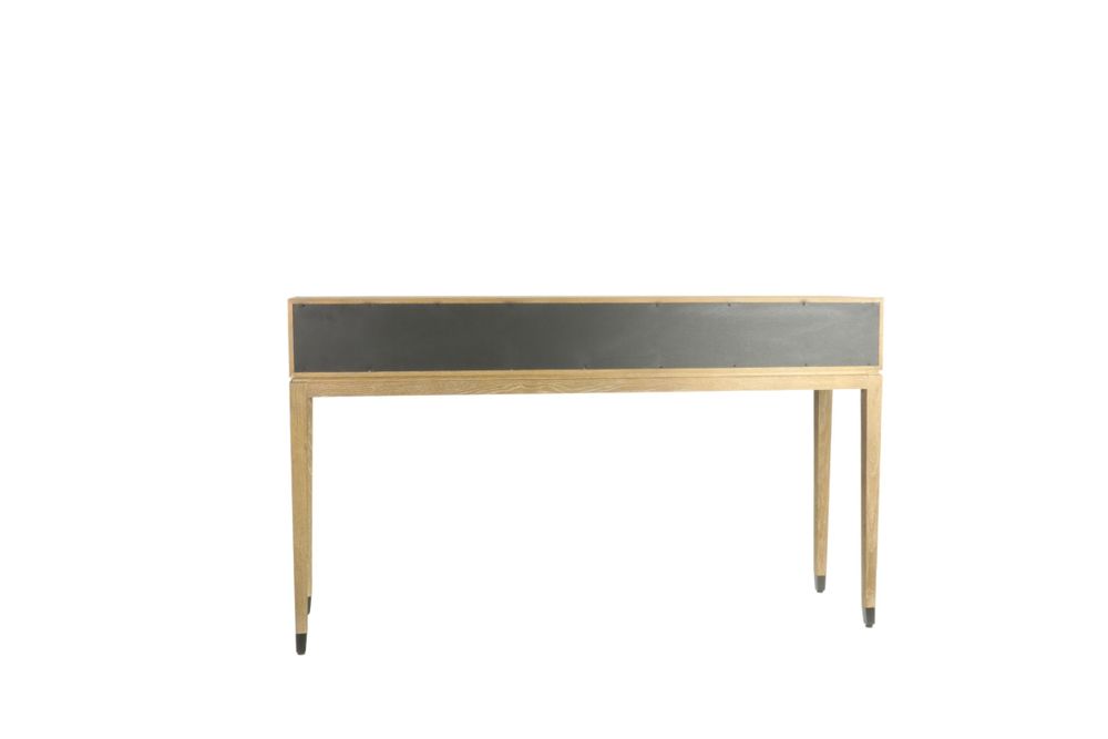 Consoles - Console en chêne cérusé et noir, 4 tiroirs, 160x40 cm - JP2B DECORATION