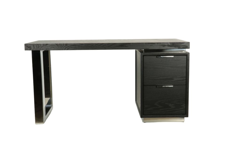 Bureaux - Bureau en chêne noir et chrome, 150x70 cm, style moderne - JP2B DECORATION