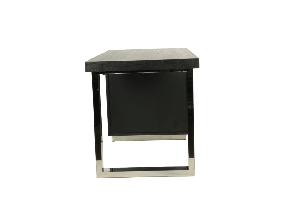 Bureaux - Bureau en chêne noir et chrome, 150x70 cm, style moderne - JP2B DECORATION