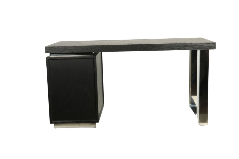 Bureaux - Bureau en chêne noir et chrome, 150x70 cm, style moderne - JP2B DECORATION