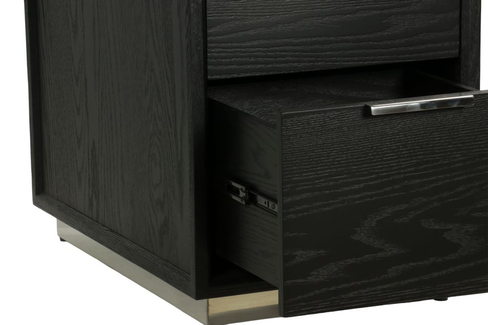 Bureaux - Bureau en chêne noir et chrome, 150x70 cm, style moderne - JP2B DECORATION