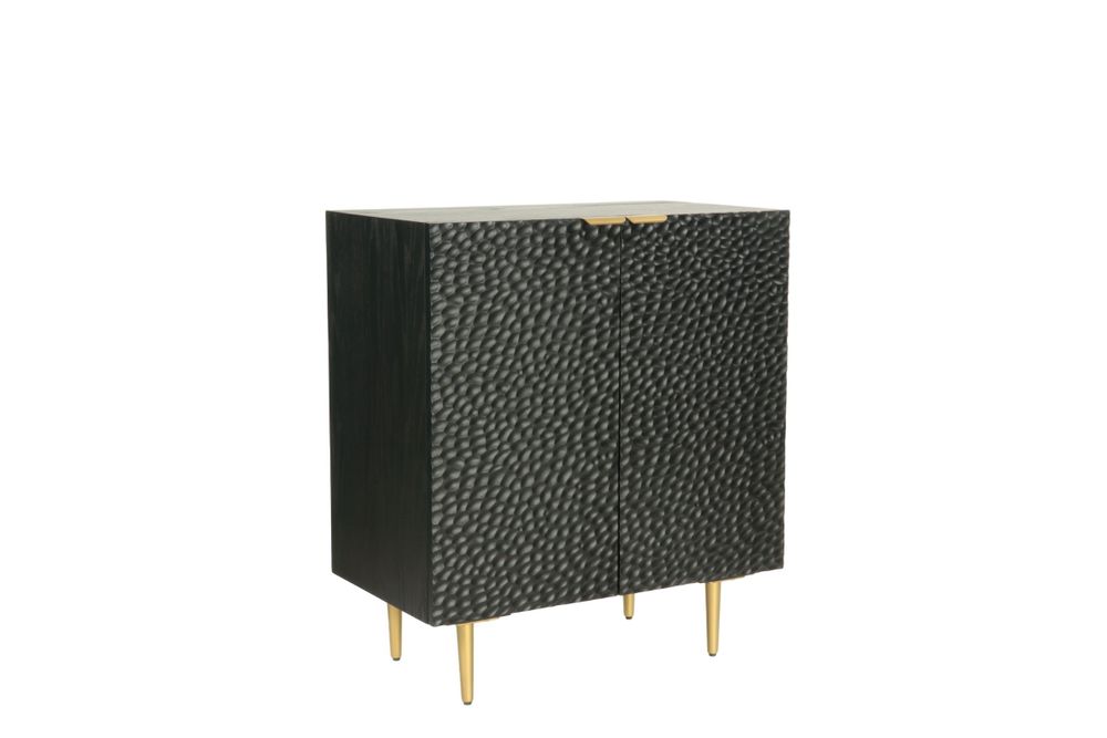 Sideboards - 2-door black oak sideboard, 71x40 cm, embossed style - JP2B DECORATION